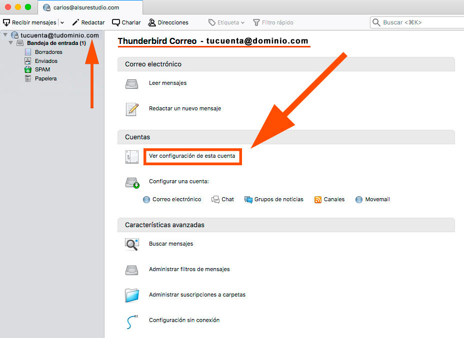 Cómo configurar tu correo corporativo en thunderbird Al Sur Estudio firma