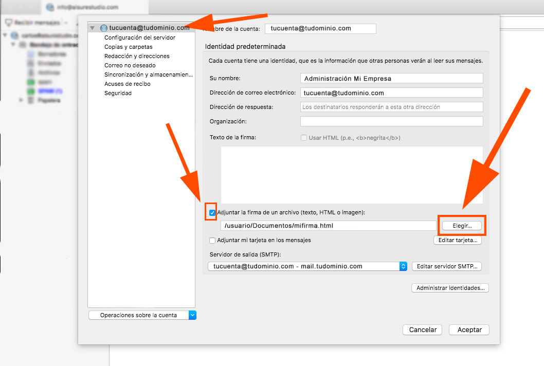 Cómo configurar tu correo corporativo en thunderbird Al Sur Estudio firma html